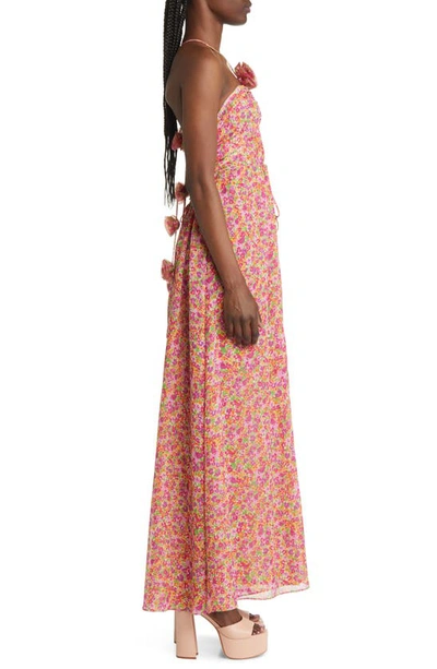 Shop For Love & Lemons Suzette Floral Chiffon Maxi Dress In Pink