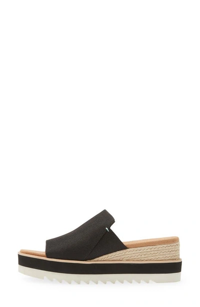 Toms Womens Black Heavy Canvas Diana Slip-on Canvas Wedge Sandals In Black