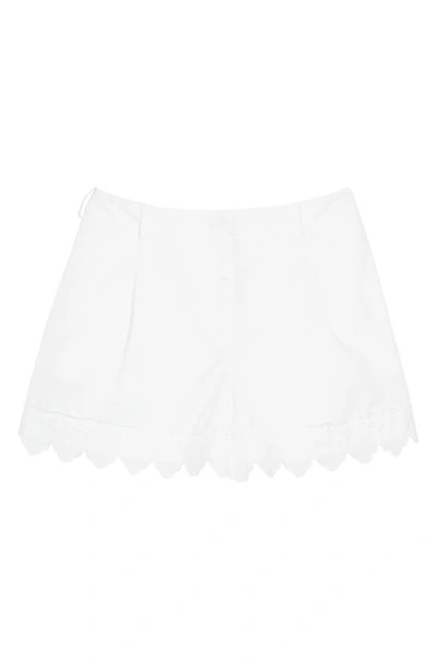 Shop Simone Rocha Lace Trim Pleated Shorts In White/ White