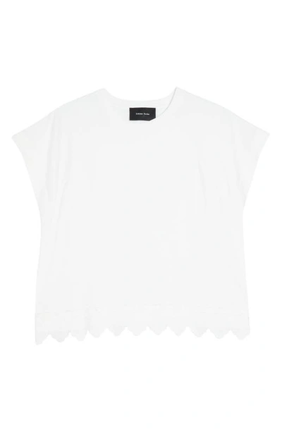 Shop Simone Rocha Broderie Anglaise Hem T-shirt In White/ White/ Pearl