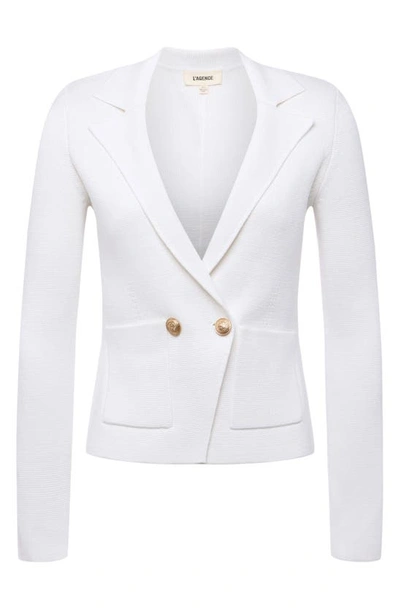 Shop L Agence Sofia Cotton Blend Cardigan Blazer In White