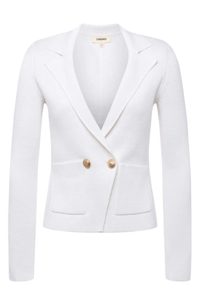 Shop L Agence L'agence Sofia Cotton Blend Cardigan Blazer In White