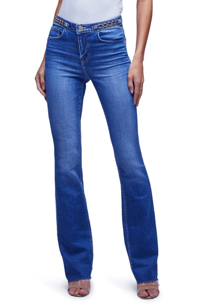 Shop L Agence Ruth Chain Detail Raw Hem Straight Leg Jeans In Century