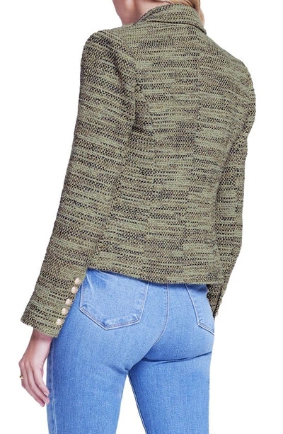 Shop L Agence Brooke Double Breasted Crop Blazer In Olive Multi