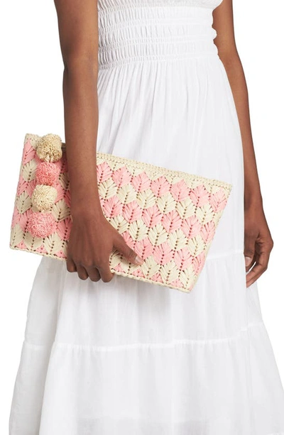 Shop Btb Los Angeles Bria Straw Clutch In Natural/ Rose