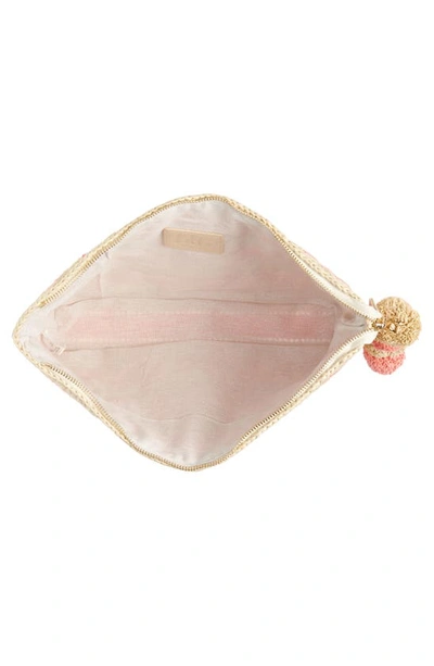 Shop Btb Los Angeles Bria Straw Clutch In Natural/ Rose