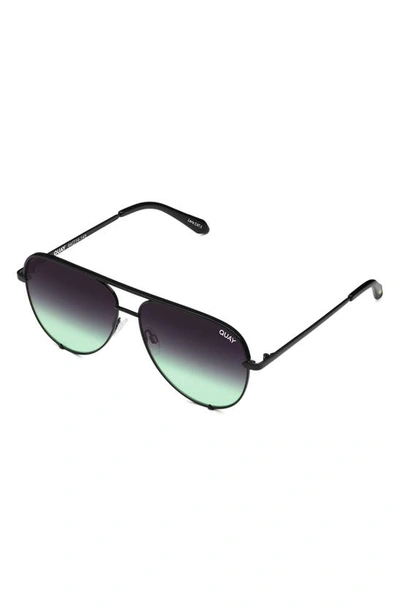 Shop Quay High Key 64mm Oversize Aviator Sunglasses In Black/ Black Fade Mint