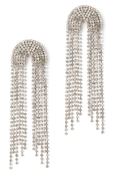 Shop Deepa Gurnani Warren Crystal Drop Earrings In Silver