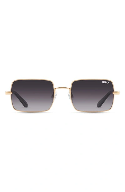 Shop Quay Ttyl 41mm Gradient Polarized Square Sunglasses In Gold/ Smoke Polarized