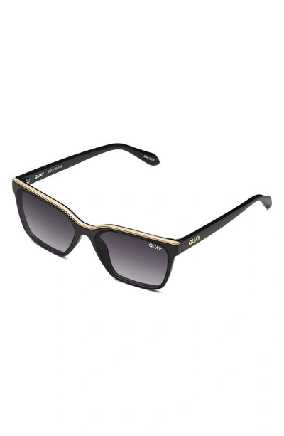 Shop Quay Top Shelf 40mm Gradient Small Square Sunglasses In Black/ Smoke