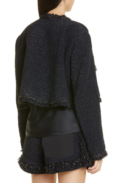 Shop Sacai Crop Tweed Jacket In Black