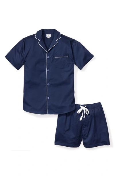 Shop Petite Plume Cotton Short Pajamas In Navy