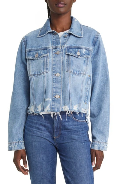 Shop Frame Ripped Distressed Denim Trucker Jacket In Rossum 2year Rips