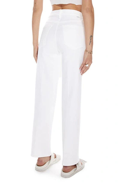 Mother The Hustler Patch Pocket Raw Hem High Waist Ankle Flare Jeans In White