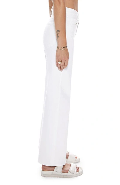 Mother The Hustler Patch Pocket Raw Hem High Waist Ankle Flare Jeans In White