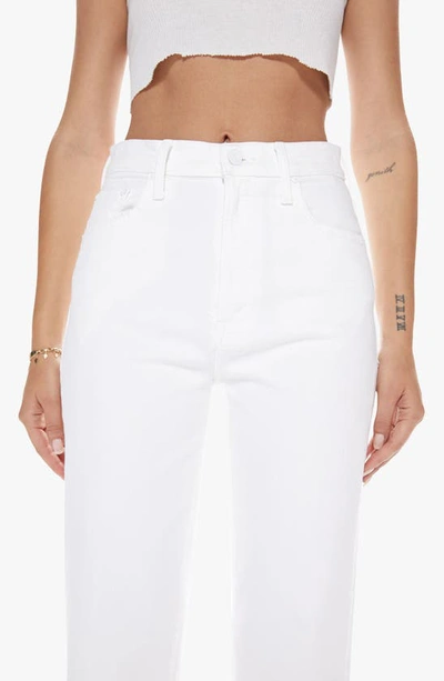 Mother The Hustler Patch Pocket Raw Hem High Waist Ankle Flare Jeans In White