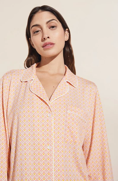 Eberjey Sleep Chic Printed Pajama Set In Geo Tile Rose Cloud/ Ivory