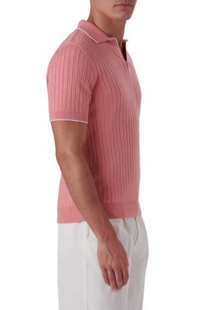 Shop Bugatchi Rib Short Sleeve Sweater In Flamingo