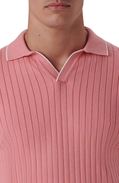 Shop Bugatchi Rib Short Sleeve Sweater In Flamingo