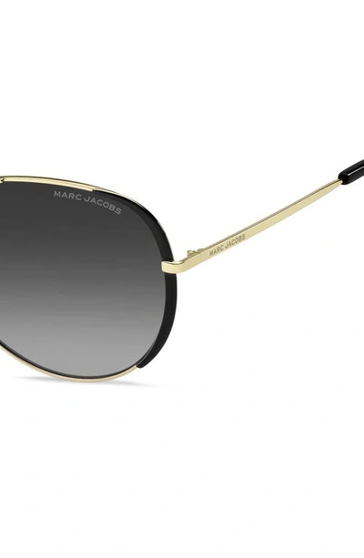 Shop Marc Jacobs 59mm Gradient Aviator Sunglasses In Gold Black/ Grey Shaded