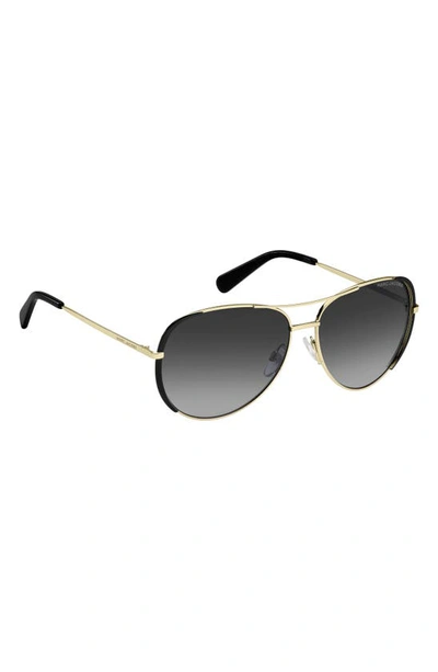 Shop Marc Jacobs 59mm Gradient Aviator Sunglasses In Gold Black/ Grey Shaded