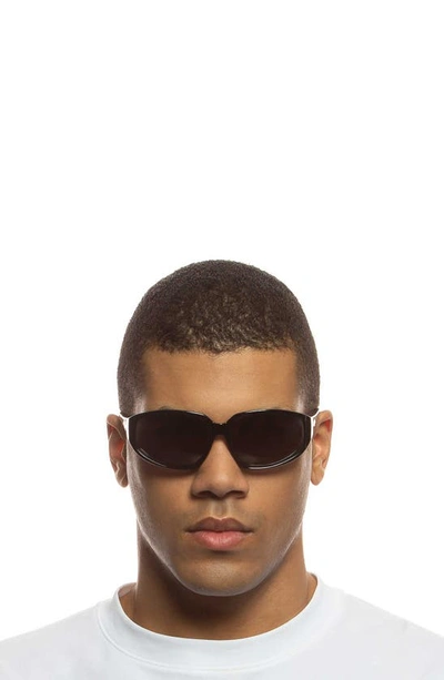 Shop Le Specs Avenger 59mm Wraparound Sunglasses In Black / Smoke Mono