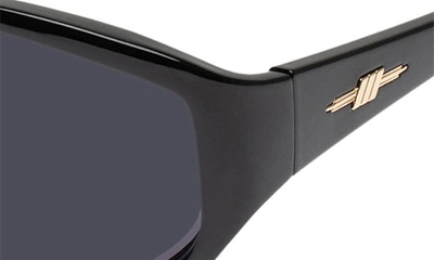 Shop Le Specs Avenger 59mm Wraparound Sunglasses In Black / Smoke Mono