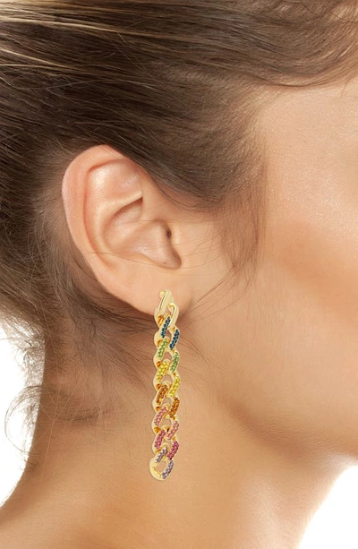 Shop Kurt Geiger Rainbow Link Linear Drop Earrings In Multi
