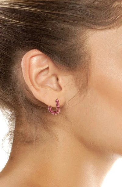 Shop Kurt Geiger Curved Hoop Earrings In Pink