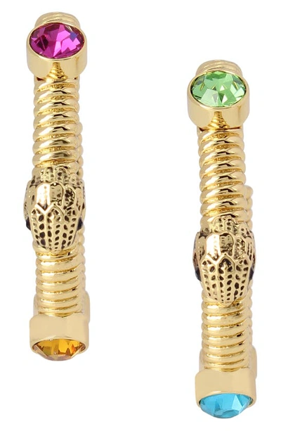 Shop Kurt Geiger Eagle & Crystal Snake Chain Hoop Earrings In Multi