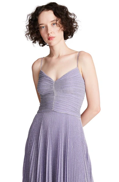 Halston Maycee Pleated Shimmer Jersey Gown In Amethyst