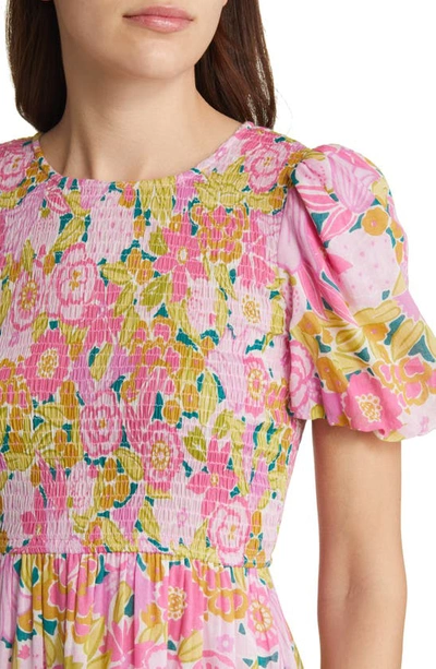Shop Banjanan Quant Print Puff Sleeve Tiered Ruffle Maxi Dress In Bloomsbury Cro