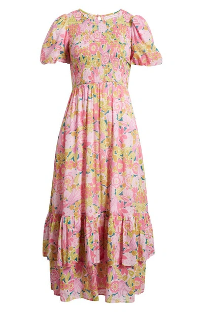 Shop Banjanan Quant Print Puff Sleeve Tiered Ruffle Maxi Dress In Bloomsbury Cro