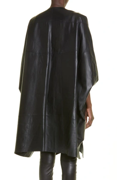 Shop Rick Owens Cape Sleeve Lambskin Leather Peacoat In Black