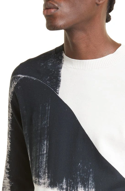 Shop Alexander Mcqueen Brushstroke Print Sweater In White/ Black