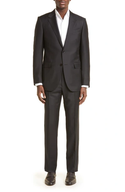 Shop Zegna Trofeo Cotton & Wool Suit In Black