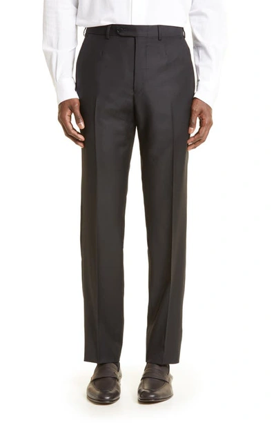 Zegna Trofeo Solid Black Wool Suit In Black