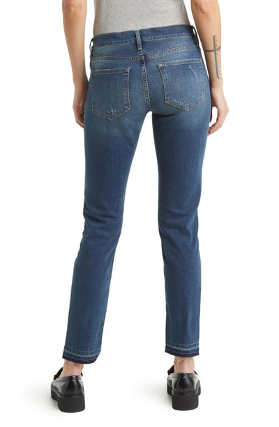 Shop Frame Le Garcon Raw Step Hem Mid Rise Boyfriend Jeans In Azure
