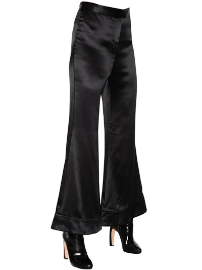 Ellery Revolver Flared Textured Silk Pants In Black