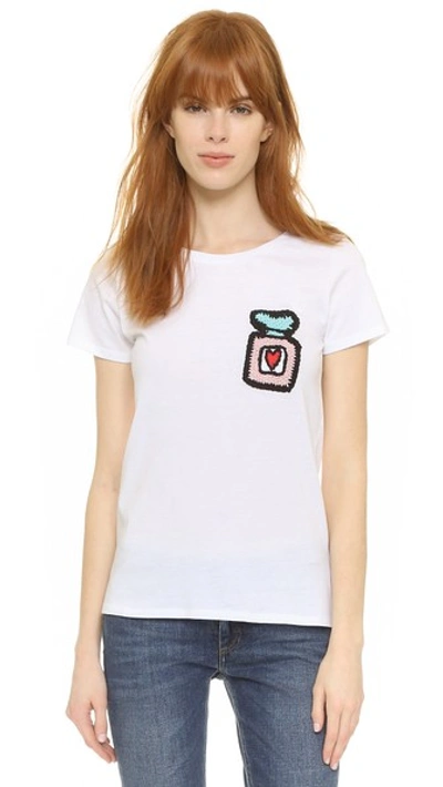 Michaela Buerger Cropped Tee With Perfume Bottle Patch In White