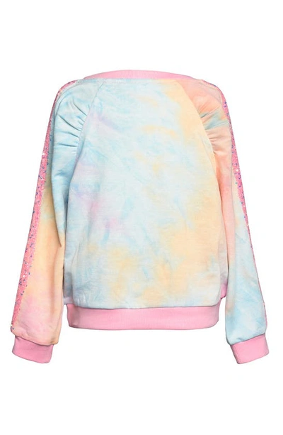 Shop Truly Me Kids' Tie Dye Sequin Raglan Top In Pink Multi
