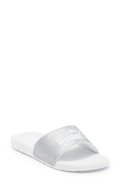 Puma Cool Cat 2.0 Slide Sandal In Silver-white-matte Silver | ModeSens