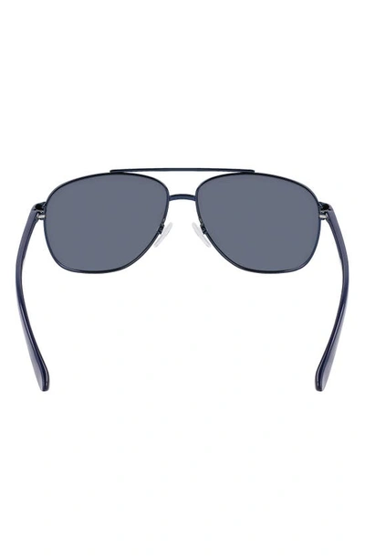 Shop Cole Haan 61mm Combination Aviator Polarized Sunglasses In Navy