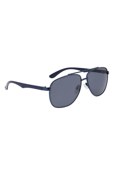 Shop Cole Haan 61mm Combination Aviator Polarized Sunglasses In Navy