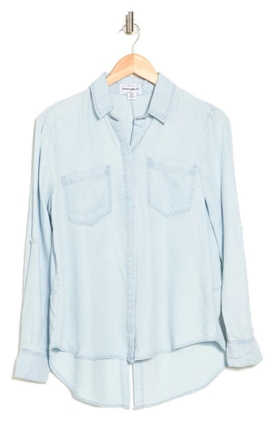 Shop For The Republic Roll-tab Sleeve Tencel® Button-up Shirt In Mist Blue