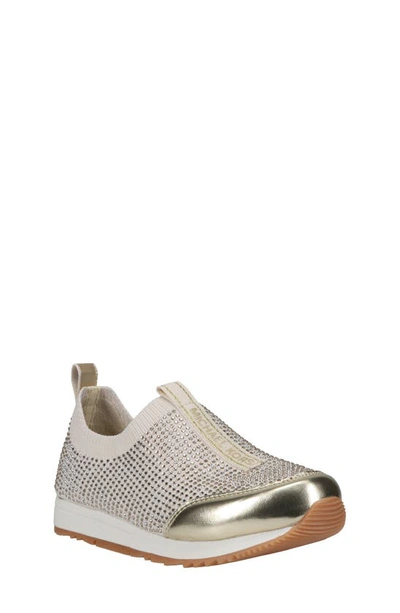 Shop Michael Kors Kids' Allie Metallic Slip-on Sneaker In Vanilla