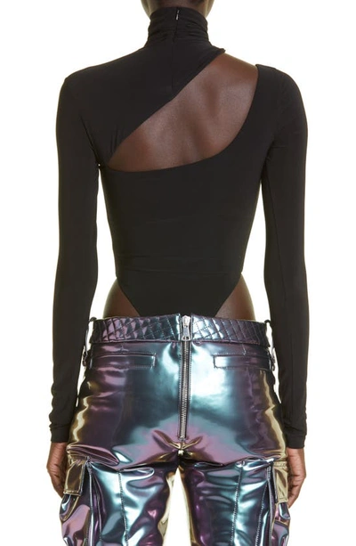 Shop Laquan Smith Asymmetric Cutout Bodysuit In Black