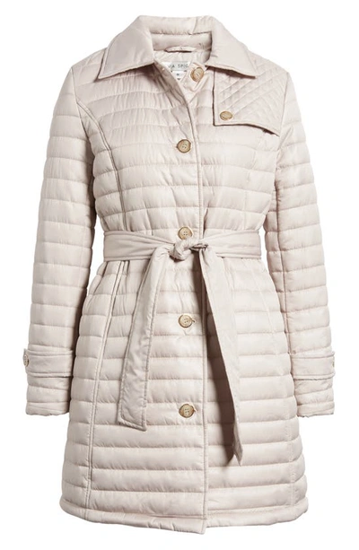 Shop Via Spiga Water Resistant Quilted Trench Coat In Oyster