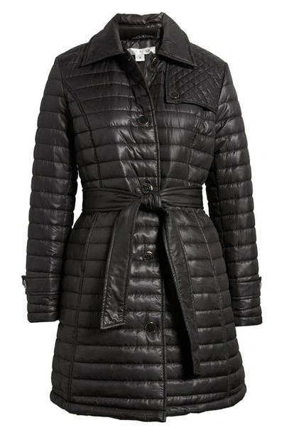Via Spiga Water Resistant Quilted Trench Coat In Black