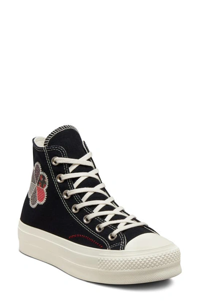 Shop Converse Chuck Taylor® All Star® Lift Hi Sneaker In Black/ Egret/ Red